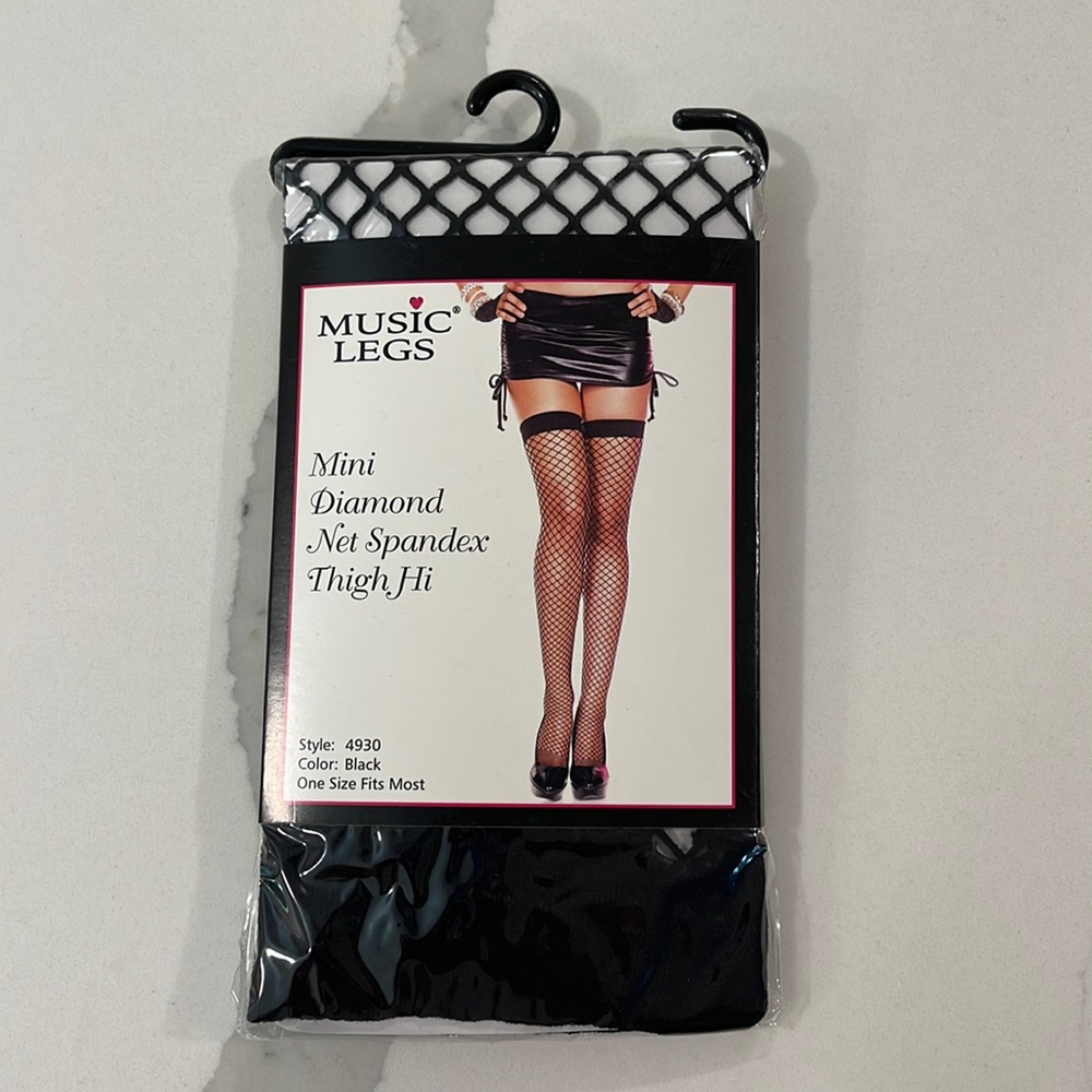 Music Legs thigh-high fishnets